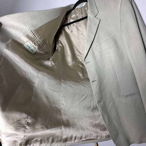 Joseph & Feiss Silk Blazer Sport Coat Men 42L Tan Classic Formal Business Prep - Picture 5 of 16